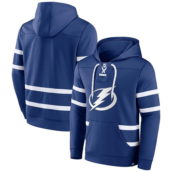 Women's Fanatics Branded Blue/White Tampa Bay Lightning Top Speed Lace-Up Pullover Sweatshirt