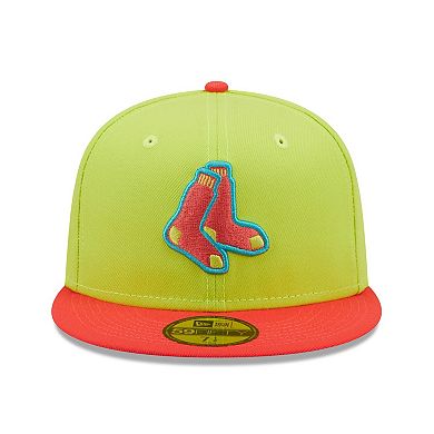 Men's New Era Green/Red Boston Red Sox Cyber Highlighter 59FIFTY Fitted Hat