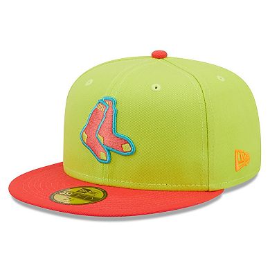 Men's New Era Green/Red Boston Red Sox Cyber Highlighter 59FIFTY Fitted Hat