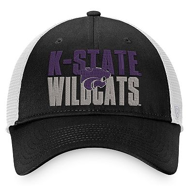 Men's Top of the World Black/White Kansas State Wildcats Stockpile Trucker Snapback Hat
