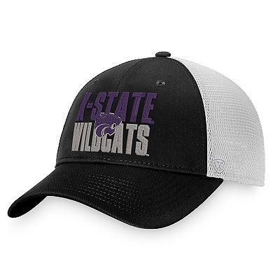 Men's Top of the World Black/White Kansas State Wildcats Stockpile Trucker Snapback Hat