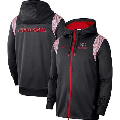 Men s Nike Black Georgia Bulldogs 2022 Sideline Lockup Performance Full Zip Hoodie Jacket