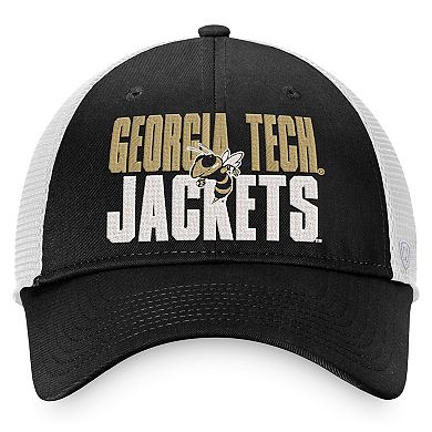 Men's Top of the World Black/White GA Tech Yellow Jackets Stockpile Trucker Snapback Hat