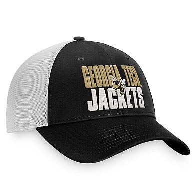 Men's Top of the World Black/White GA Tech Yellow Jackets Stockpile Trucker Snapback Hat
