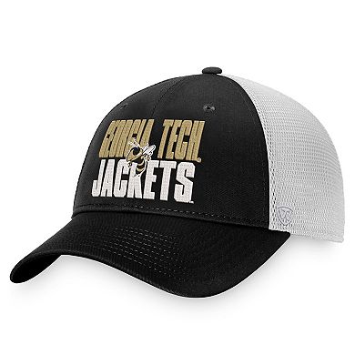 Men's Top of the World Black/White GA Tech Yellow Jackets Stockpile Trucker Snapback Hat