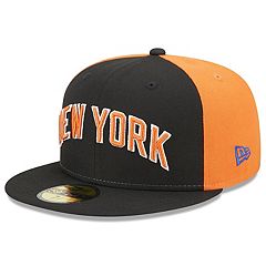 Youth New Era Blue York Knicks Stripe Cuffed Knit Hat with Pom