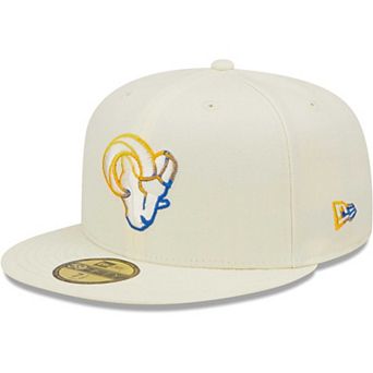 Men's New Era Cream Los Angeles Rams Chrome Dim 59FIFTY Fitted Hat