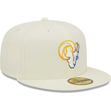 Men's New Era Cream Los Angeles Rams Chrome Color Dim 59FIFTY Fitted Hat