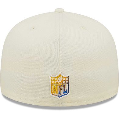 Men's New Era Cream Los Angeles Rams Chrome Color Dim 59FIFTY Fitted Hat
