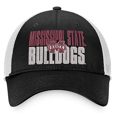 Men's Top of the World Black/White Mississippi State Bulldogs Stockpile Trucker Snapback Hat