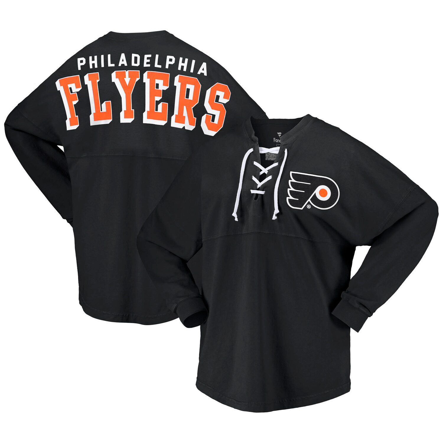 Men's Philadelphia Flyers Starter Orange/Black Cross Check Jersey V-Neck  Long Sleeve T-Shirt