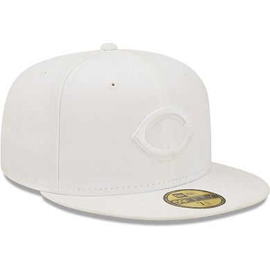 Men's New Era Cincinnati Reds White on White 59FIFTY Fitted Hat