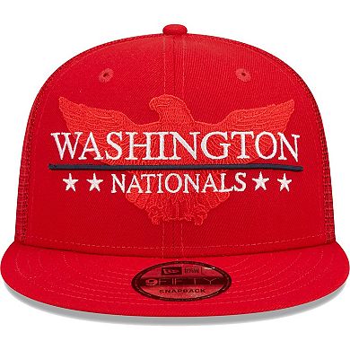 Men's New Era Red Washington Nationals Patriot Trucker 9FIFTY Snapback Hat