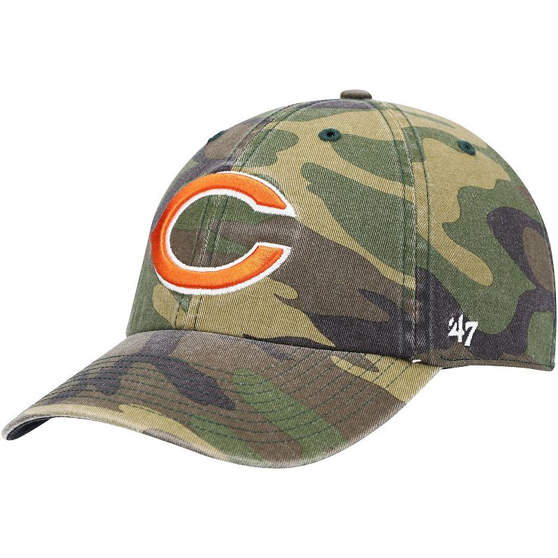 Mens 47 Camo Chicago Bears Logo Woodland Clean Up Adjustable Hat, Green