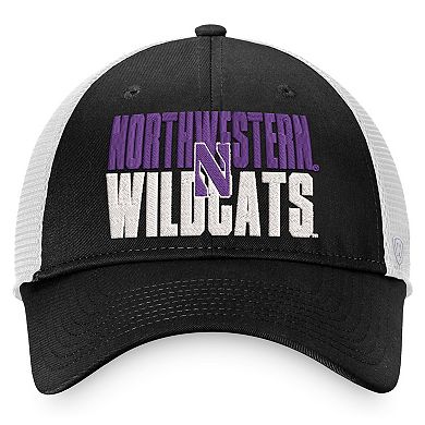 Men's Top of the World Black/White Northwestern Wildcats Stockpile Trucker Snapback Hat