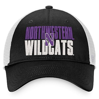 Men's Top of the World Black/White Northwestern Wildcats Stockpile Trucker Snapback Hat