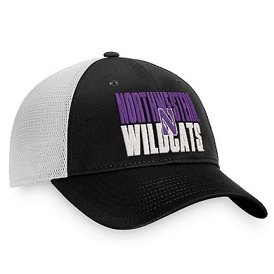 Men's Top of the World Black/White Northwestern Wildcats Stockpile Trucker Snapback Hat