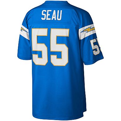 Men's Mitchell & Ness Junior Seau Powder Blue Los Angeles Chargers Big & Tall 2002 Retired Player Replica Jersey