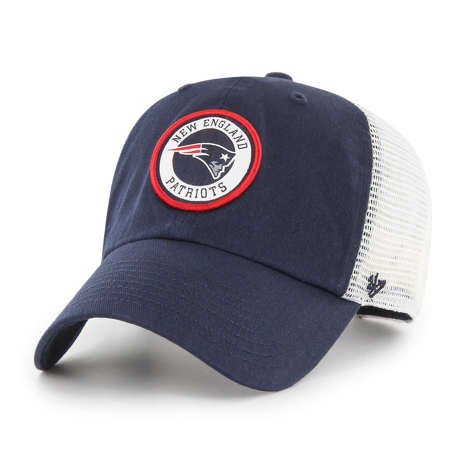 New England Patriots New Era Logo Patch Trucker 9FORTY Snapback Hat -  Royal/White