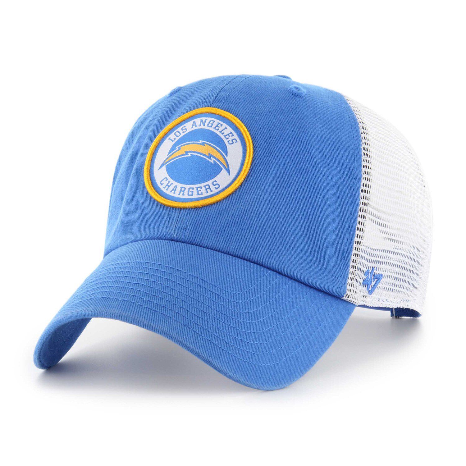 Men's Los Angeles Chargers New Era Powder Blue Stacked Trucker 9FIFTY Snapback  Hat