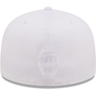 Men's New Era Milwaukee Brewers White on White 59FIFTY Fitted Hat