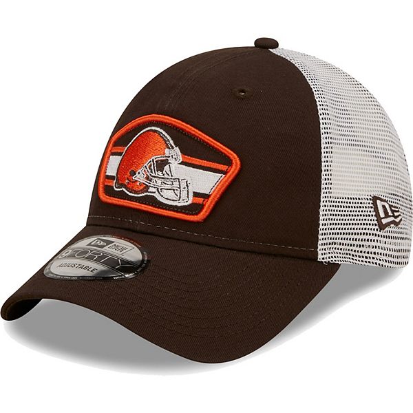 Men's New Era Brown/White Cleveland Browns Logo Patch Trucker 9FORTY ...