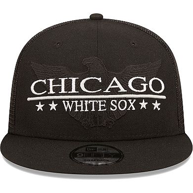 Men's New Era Black Chicago White Sox Patriot Trucker 9FIFTY Snapback Hat