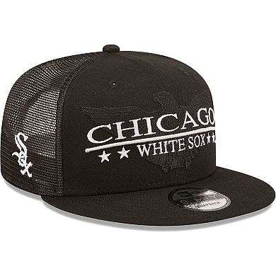 Men's New Era Black Chicago White Sox Patriot Trucker 9FIFTY Snapback Hat