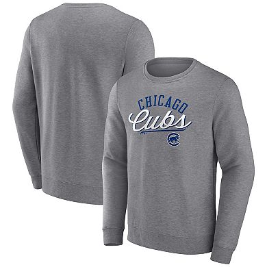 Men's Fanatics Branded Heather Gray Chicago Cubs Simplicity Pullover Sweatshirt