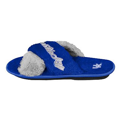 Women's FOCO Royal Kentucky Wildcats Two-Tone Crossover Faux Fur Slide Slippers