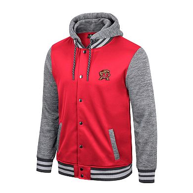 Men's Colosseum Red Maryland Terrapins Robinson Hoodie Full-Snap Jacket