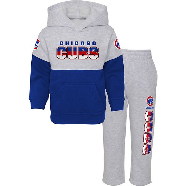 Chicago Cubs Youth Playmaker Pullover Hoodie - Heather Gray/Royal