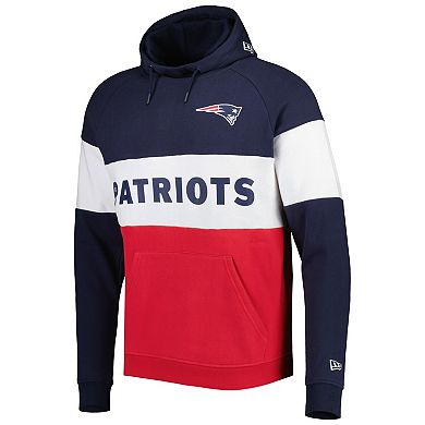 Men's New Era Red New England Patriots Colorblock Current Pullover Hoodie