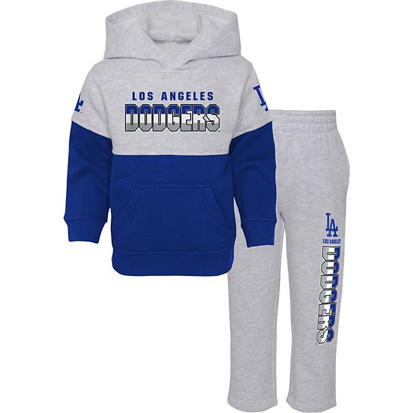 Profile Men's Heather Gray/Royal Los Angeles Dodgers Big & Tall Raglan Hoodie Full-Zip Sweatshirt