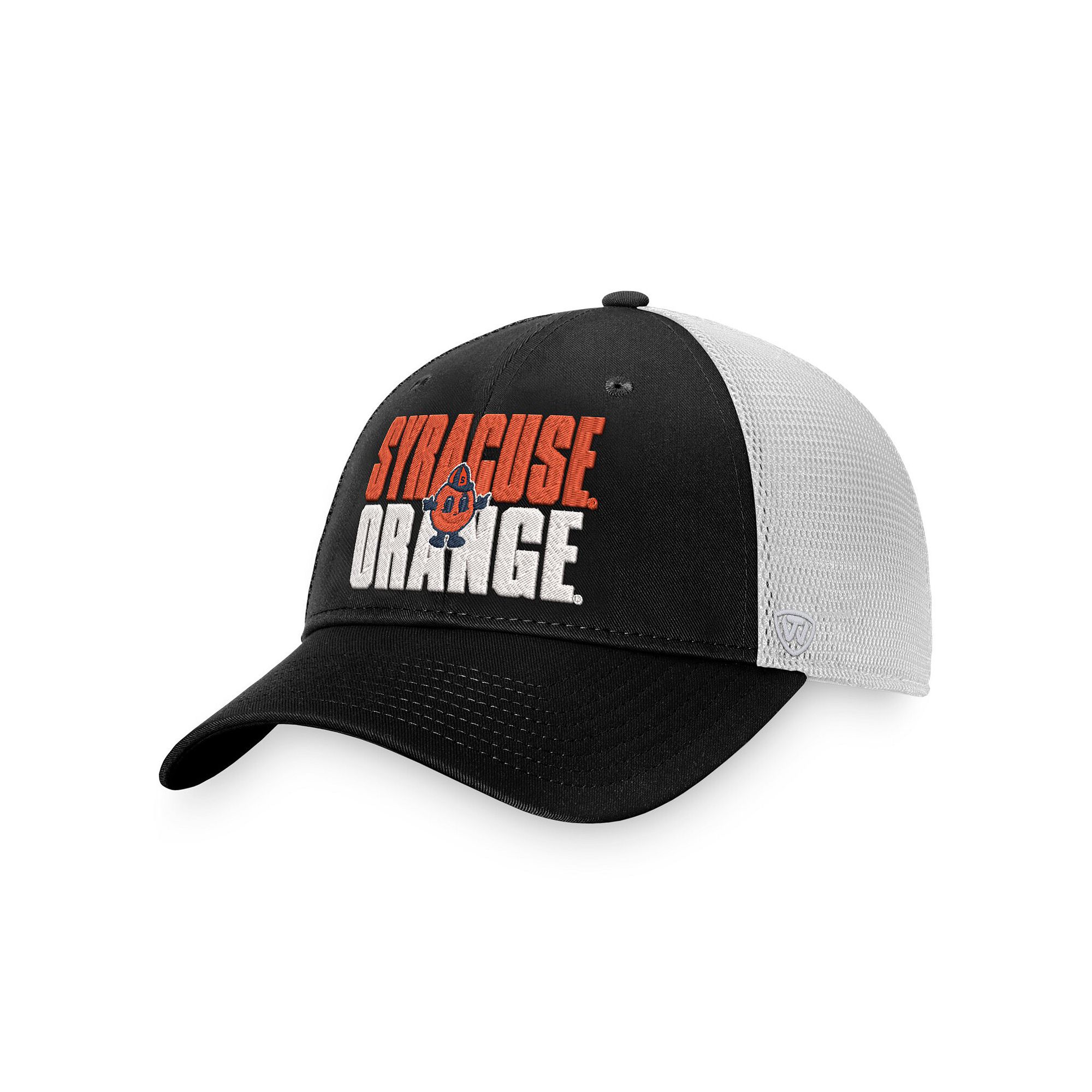 Mens Top of the World Black/White Syracuse Orange Stockpile Trucker Snapba