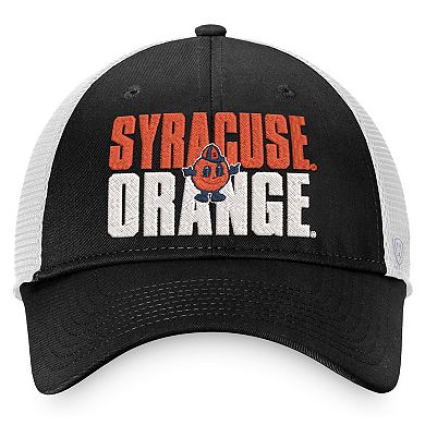 Men's Top of the World Black/White Syracuse Orange Stockpile Trucker Snapback Hat