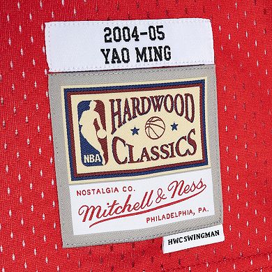 Men's Mitchell & Ness Yao Ming Navy/Red Houston Rockets Hardwood Classics 2004-05 Split Swingman Jersey