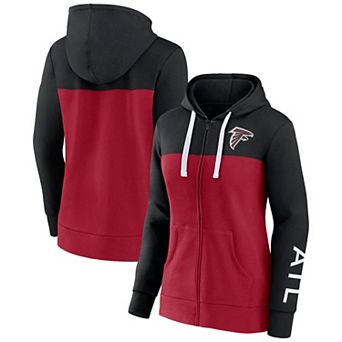 Women's Fanatics Branded Black/Red Atlanta Falcons Take The Field Color Block Full-Zip Hoodie