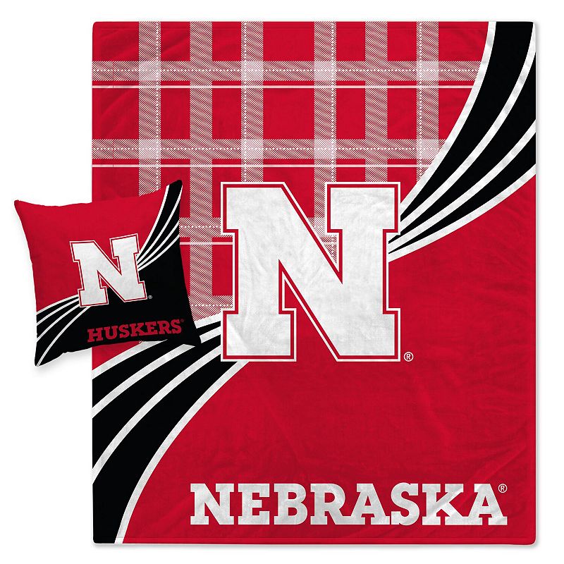 46000910 Nebraska Huskers Plaid Wave Flannel Fleece Blanket sku 46000910