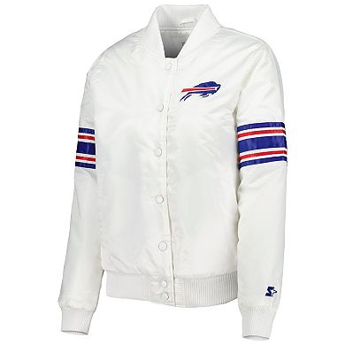 Women's Starter White Buffalo Bills Line Up Satin Full-Snap Varsity Jacket