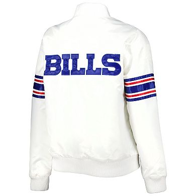 Women's Starter White Buffalo Bills Line Up Satin Full-Snap Varsity Jacket
