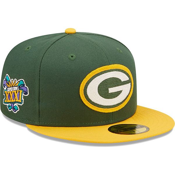 Men's New Era Green/Gold Green Bay Packers Super Bowl XXXI Letterman  59FIFTY Fitted Hat