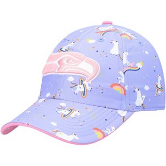 Girls Preschool '47 Purple Seattle Seahawks Logo Unicorn Clean Up Adjustable Hat