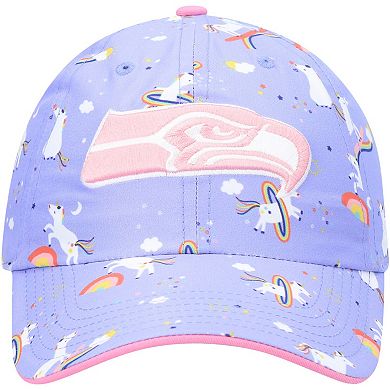 Girls Preschool '47 Purple Seattle Seahawks Logo Unicorn Clean Up Adjustable Hat