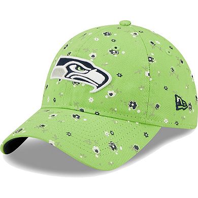 Women's New Era Neon Green Seattle Seahawks  Floral 9TWENTY Adjustable Hat