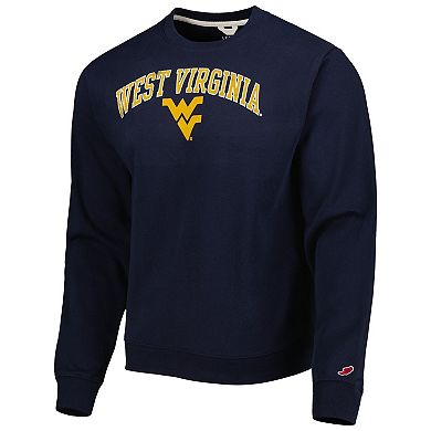 Men's League Collegiate Wear Navy West Virginia Mountaineers 1965 Arch Essential Fleece Pullover Sweatshirt