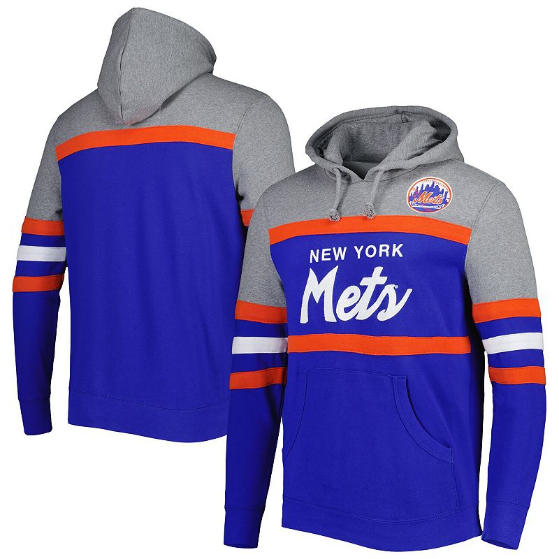 Mens Mitchell & Ness Royal New York Mets Head Coach Pullover Hoodie, Size: