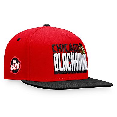 Men's Fanatics Branded Red/Black Chicago Blackhawks Heritage Retro Two-Tone Snapback Hat