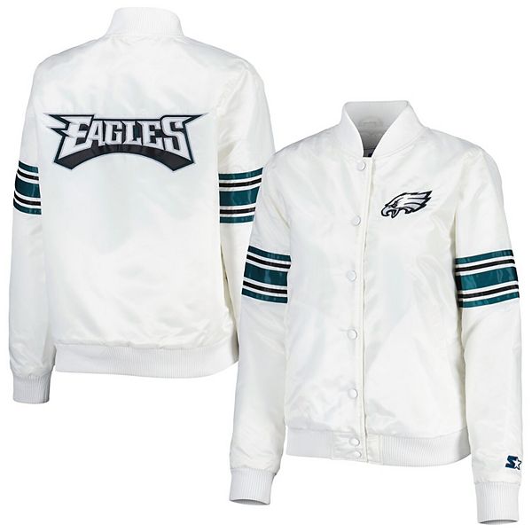 Men's Starter White Philadelphia Eagles Start of Season Retro Satin  Full-Button Varsity Jacket
