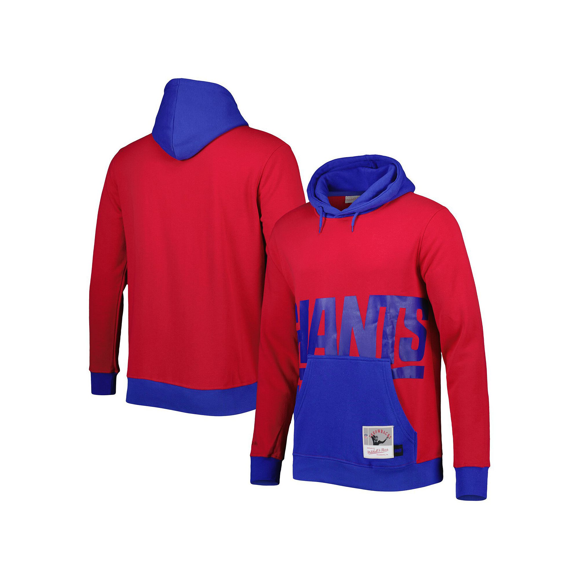 Mens Mitchell & Ness Red New York Giants Big Face 5.0 Pullover Hoodie, Siz
